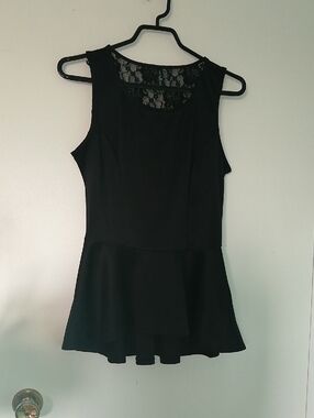 Guess By Marciano Black Peplum Top